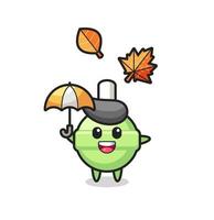 cartoon of the cute lollipop holding an umbrella in autumn vector