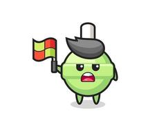 lollipop character as line judge putting the flag up vector