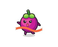 cute mangosteen illustration is reaching the finish vector
