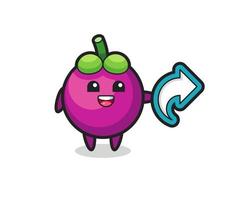 cute mangosteen hold social media share symbol vector