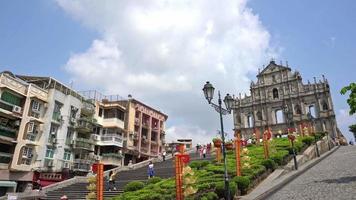 belle architecture église st paul dans la ville de macao video