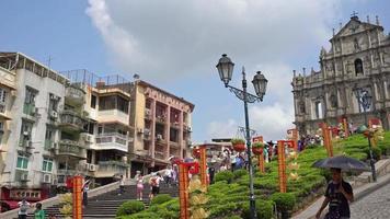 belle architecture église st paul dans la ville de macao video