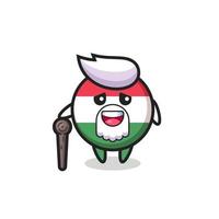 cute hungary flag badge grandpa is holding a stick vector