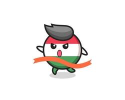 cute hungary flag badge illustration is reaching the finish vector