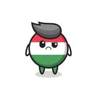 the mascot of the hungary flag badge with sceptical face vector