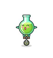 The cute lab beakers character is riding a circus bike vector