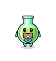 Personaje de dibujos animados de vasos de laboratorio de bebé con chupete vector