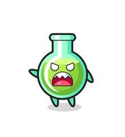 cute lab beakers cartoon in a very angry pose vector