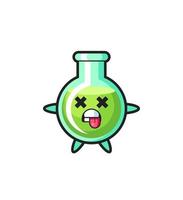 character of the cute lab beakers with dead pose vector