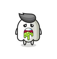 the cute ghost character with puke vector