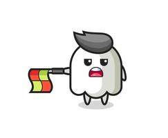 ghost character as line judge hold the flag straight horizontally vector
