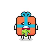 the cute gift box character with puke vector