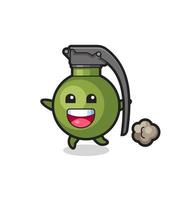 the happy grenade cartoon with running pose vector