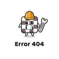 error 404 con la linda mascota del tablero de ajedrez vector