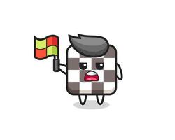 chess board character as line judge putting the flag up vector