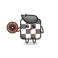 illustration of an chess board character eating a doughnut vector