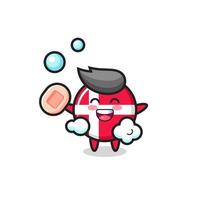 denmark flag badge character is bathing while holding soap vector