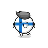 finland flag badge cartoon illustration with a shy expression vector