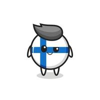 finland flag badge cartoon with an arrogant expression vector