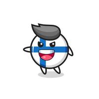 finland flag badge cartoon with very excited pose vector