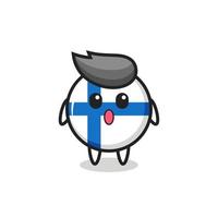 the amazed expression of the finland flag badge cartoon vector