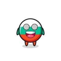 cute bulgaria flag badge character with hypnotized eyes vector