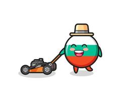 illustration of the bulgaria flag badge character using lawn mower vector