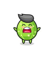 cute cactus mascot with a yawn expression vector