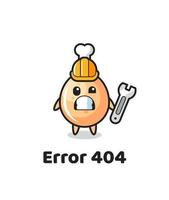 error 404 con la linda mascota del pollo frito vector