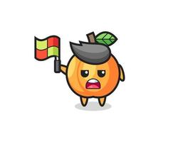 apricot character as line judge putting the flag up vector