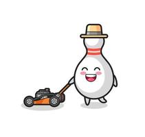 illustration of the bowling pin character using lawn mower vector