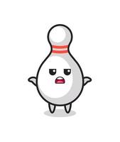bowling pin mascot character saying I do not know vector