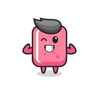 the muscular bubble gum character is posing showing his muscles vector