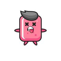 character of the cute bubble gum with dead pose vector