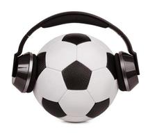 Soccer ball with headphones photo