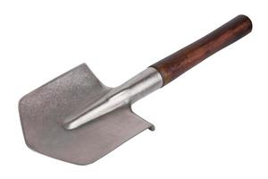 Steel bayonet shovel with wooden handle photo
