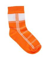 Orange knitted sock photo
