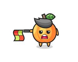 apricot character as line judge hold the flag straight horizontally vector