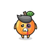 injured apricot character with a bruised face vector