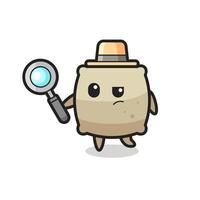 sack detective character is analyzing a case vector