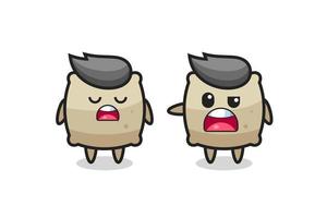 illustration of the argue between two cute sack characters vector