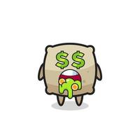 sack character with an expression of crazy about money vector