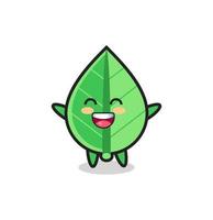 happy baby leaf cartoon character vector