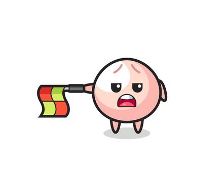 meatbun character as line judge hold the flag straight horizontally vector