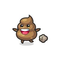 the happy poop cartoon with running pose vector