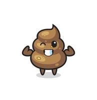 the muscular poop character is posing showing his muscles vector