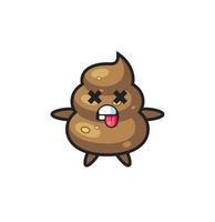 character of the cute poop with dead pose vector