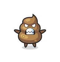 wrathful expression of the poop mascot character vector