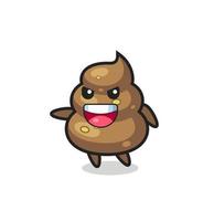 poop cartoon with very excited pose vector