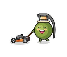 illustration of the grenade character using lawn mower vector